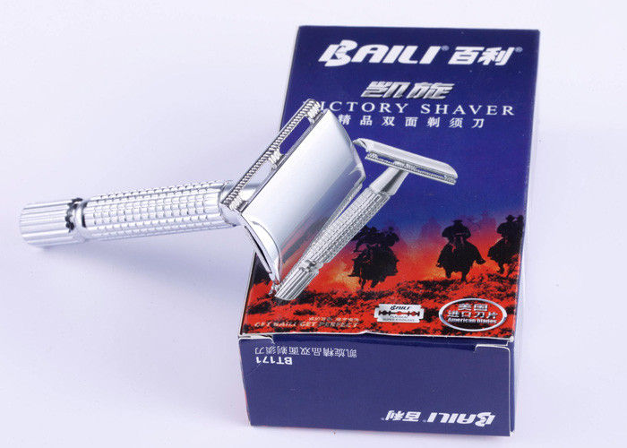 Wet shave manual shaving razor silver handle , double edge safety razor