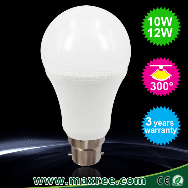 B22 led bulb,10w,12w led bulb,led e27,1200lm,aluminium-plastic,3 years warranty