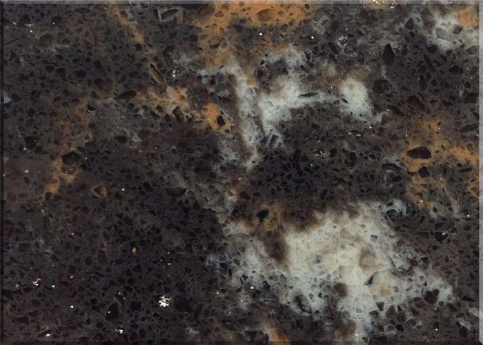 Black Mixed Vein Engineered Quartz Countertop Stone / Bathroom Countertops