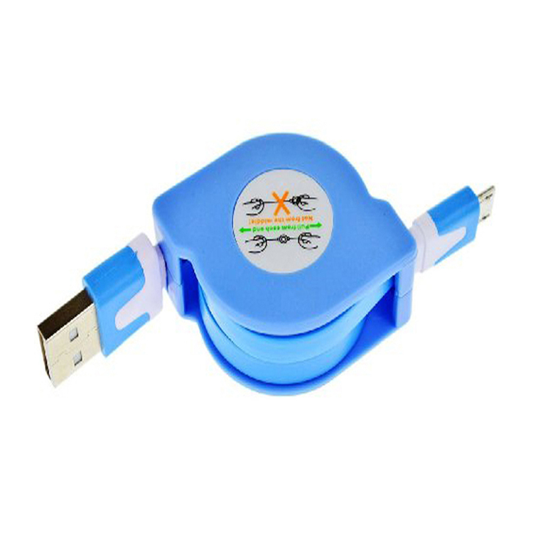 Colorful Flat Noodle Retractable Micro USB Cable for Smart Phone or Tablet PC 
