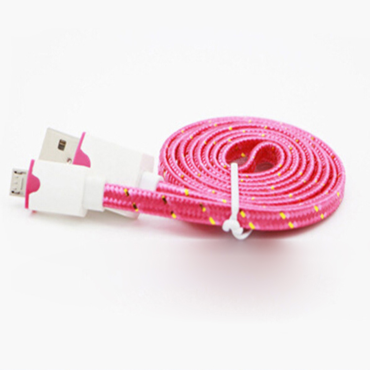 Factory price personas flat nylon braided micro flat cable