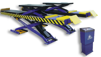 Double-level platform scissor lift suitable for four wheel alignment