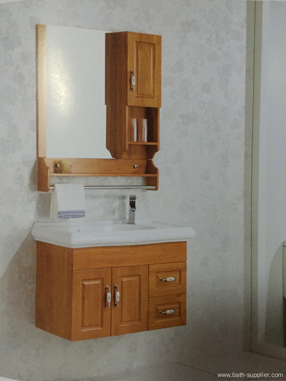 Wall mounted Bathroom Vanity with thick edge basin and hanger