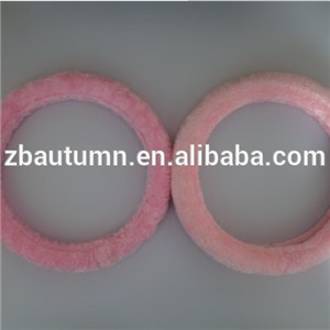 Pink Long Velvet Steering Wheel Cover