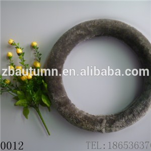 Gray Long Velvet Steering Wheel Cover