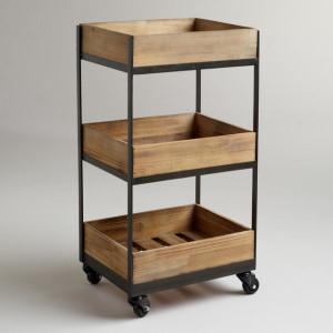 Three Shelf Wooden Gavin Rolling Cart