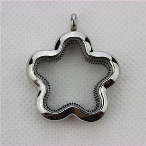 Silver Magnetic Flower Living Locket Keychain With Crystals
