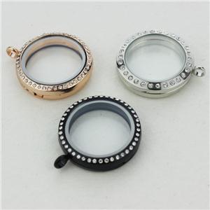 30mm Large Alloy Round Magnetic Diamante Floating Locket
