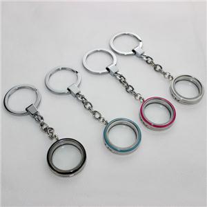 Mixed Enamel Magnetic Alloy Floating Locket Keychain