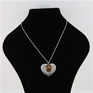 Silver Single Snap Button Heart Pendant Necklace