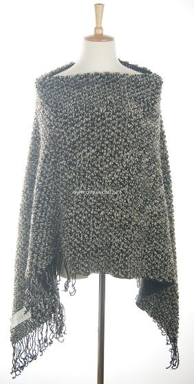Ladies Fashion Multicolour Acrylic Poncho With Tassels