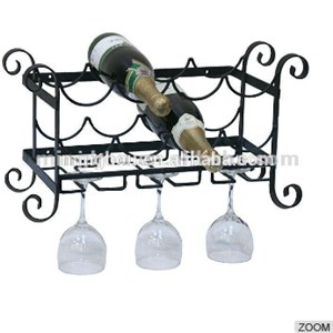 Wall Mounted Hanging Wine Rack With Wine Glass Holder MH-MR-15039