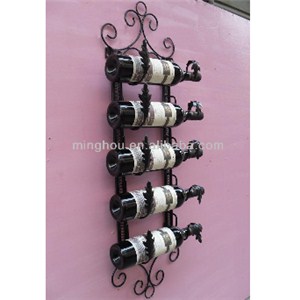 Unique 5 Bottle Metal Wall Mounted Metal Wine Display Racks MH-MR-15030