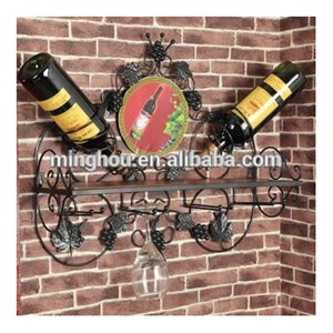 New Design! Black Metal Wall Mounted Wine Display Rack MH-MR-15011
