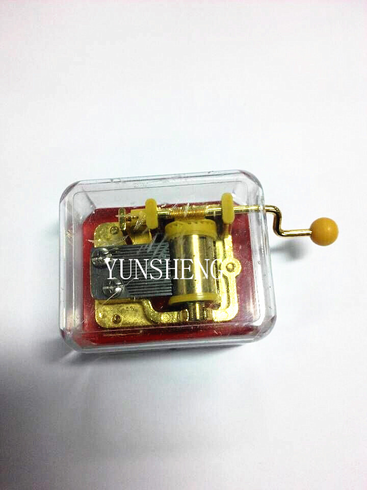 Yunsheng Handcrank Musical Movement Transparent Red Base Music Box