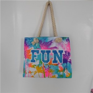 Fun Words And Tree Printed Cotton Shopping Bag