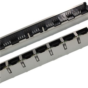 1*8 Port 90 Degree 100Base-T RJ45 Female Connector With LED With Spring