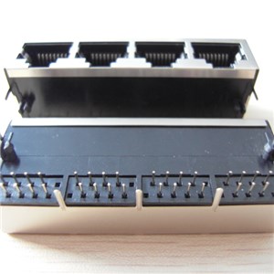 1*4 Port 90 Degree 100Base-T RJ45 Female Connector Without LED Without Spring