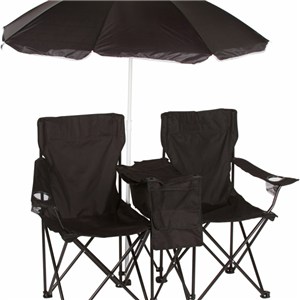 Favor outdoor Double Folding Camp And Beach Chair With Removable Umbrella And Cooler