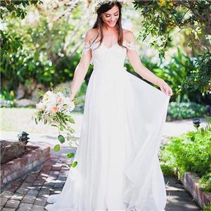 Long Chiffon Beach Wedding Dresses