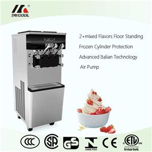 Floor Standing Soft Ice Cream Machine With Twin Flavors And Air Pump