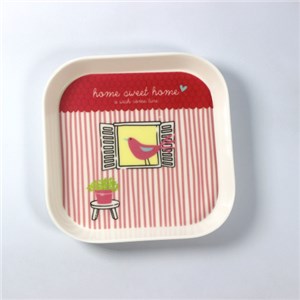Small Square Melamine Tea Snack Tray Personalized With Handles
