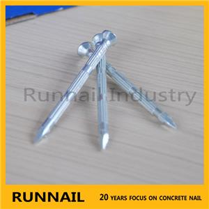 Galvanized Step Grooved Concrete Nail With Countersunk Head, Diamon Point, Silvery Bright Zinc Plated, Bamboo Shank, Experience Factory