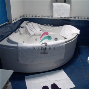 100% Combed Cotton White Terry Bath Mat For Hotel Plain Or Dobby