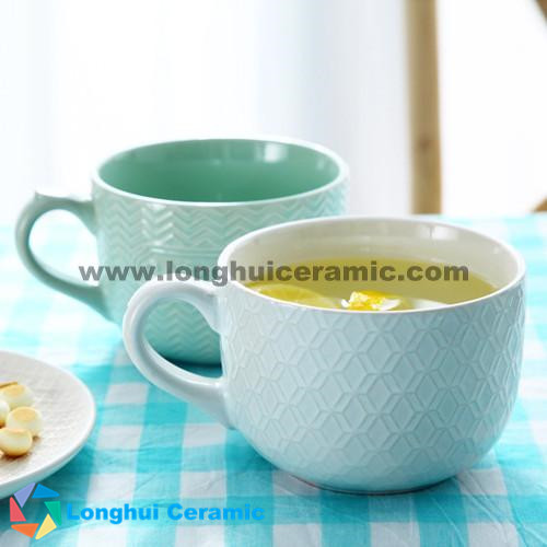 650cc embossed ceramic coffee mug series