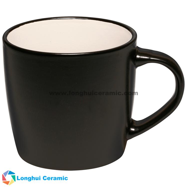 12oz Classic two-tone matte customized large logo ceramic tea mug