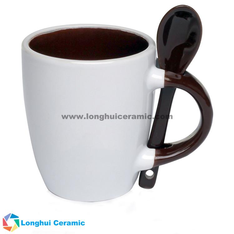 3oz Personalized color glaze promotional ceramic espresso mug with spoon