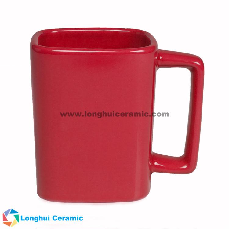 11oz Personalized color glaze square ceramic coffee mug with square handle