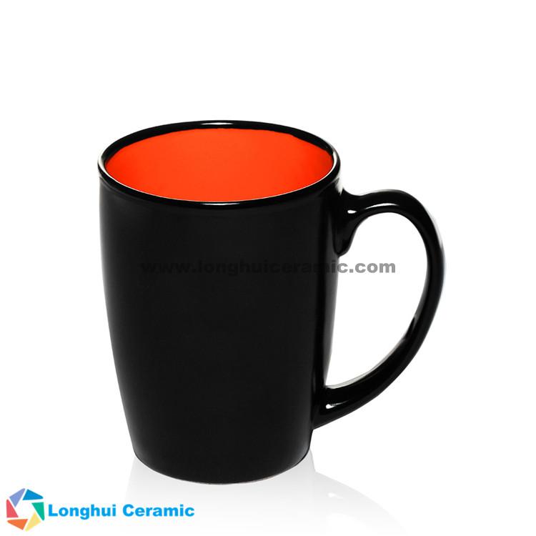 12oz Java two-tone black outside color inside customized ceramic coffee mug