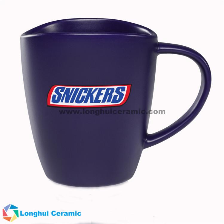 Custom crescent rim design matte jumbo ceramic promotional coffee mug