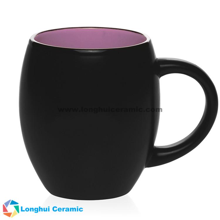 Matte barrel two-tone promotional ceramic coffee mug