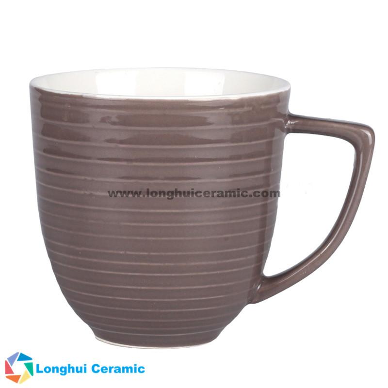 15oz Custom two-tone ripple color exterior ceramic coffee mug