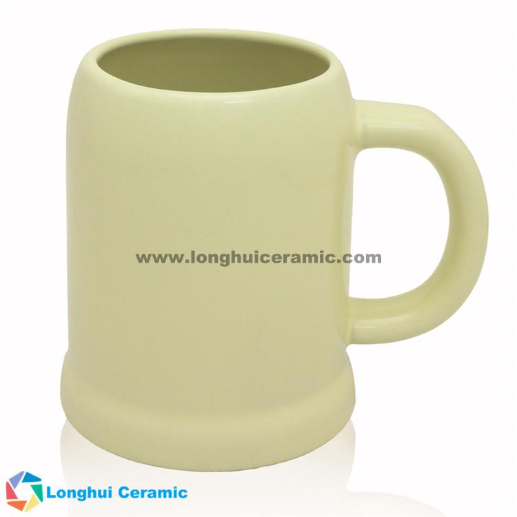 24oz Beige ceramic beer mugs with your logo
