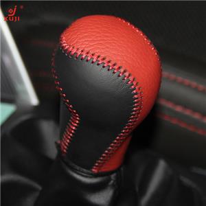 Black Red Genuine Leather Gear Shift Knob Cover For For Mazda CX-5 2013-2015 Mazda 6 Atenza Mazda 3 2014 2015 Automatic