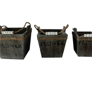 Distressed Wooden Flower Pots