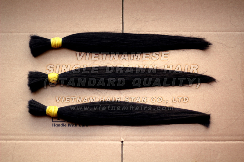 Single drawn natural human hair 100% remy hair