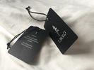 Both Side Silver Logo Art Paper Clothing Hang Tags With Black Waxed Cord