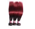 Dark Red  Ombre Human Hair Extensions , Silky Straight Real Hair Ombre Extensions