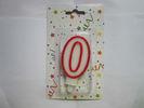 Non Toxic Red Border Number Birthday Candles Zero Shape 4.4×7.2×1.2 cm
