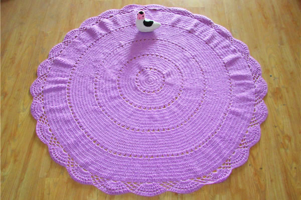 Cotton Round Blankets Hand Crochet Throw Rug Custom Rug