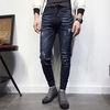 OEM Black Printed Relaxed Fit Tapered Leg Jeans Pants Blue Casual Style