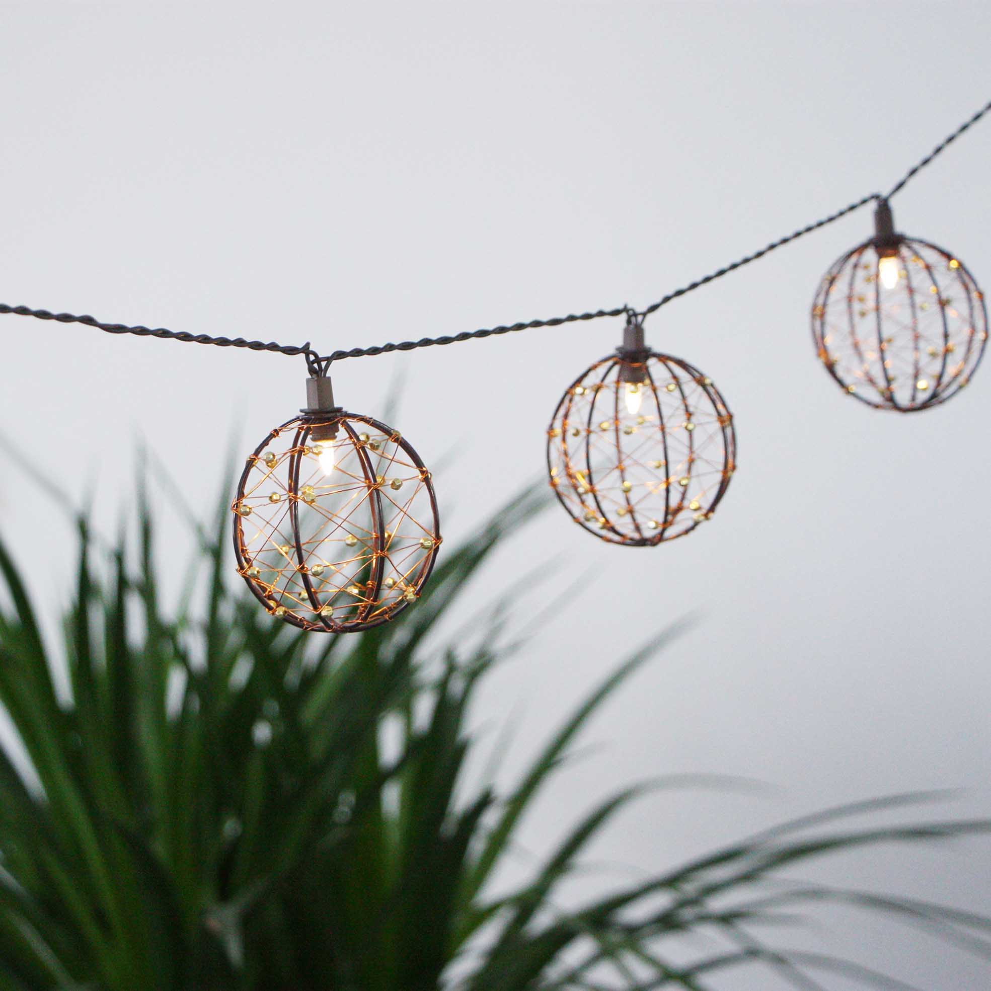 Garden String Light-Decorative Beaded Copper Wire Ball string light 10ct
