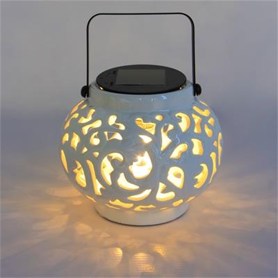 Solar Ceramic Lantern, solar panel with ST64 LED Edison Bulb, 
