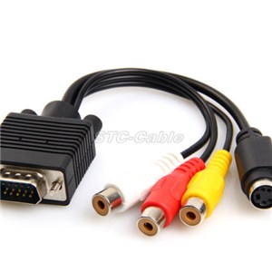 VGA SVGA Male To S-Video 3 RCA Audio Video AV Cable