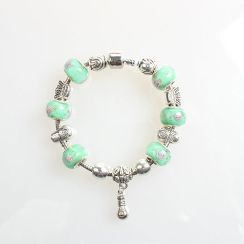Pandora green Glass Beads Alloy women Bracelets Bangles