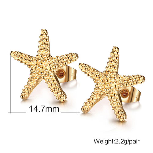 Elegant gold starfish stud earrings lovely ocean sea star earrings for women earrings jewelry